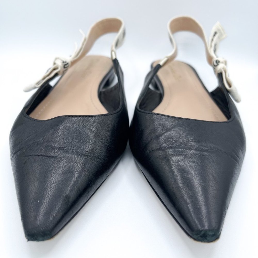Dior J’Adior Two-Toned Leather White Ribbon Logo Slingback Ballerina Flats 41 - Picture 7 of 7
